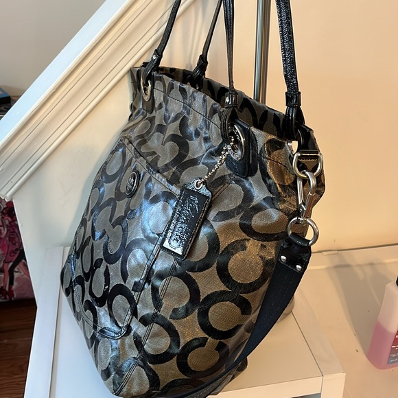 COACH ALEX OP ART SIGNATURE LEATHER LOGO SATCHEL BAG 14262 - Picture 4 of 13